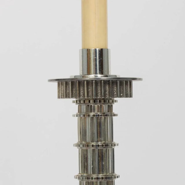 Machine Age Cast Aluminum Lamps - A Pair For Sale - Image 4 of 8