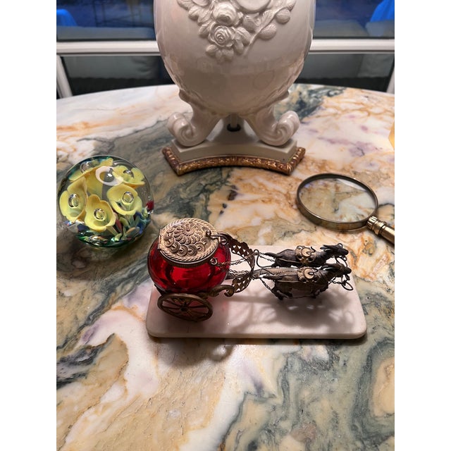 Metal Antique Palais Royal Bronze Ink Well Chariot For Sale - Image 7 of 7