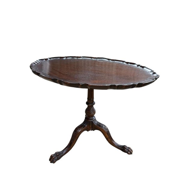Oval Topped Piecrust Mahogany Tri Legged Side Table, 1800s For Sale - Image 11 of 11