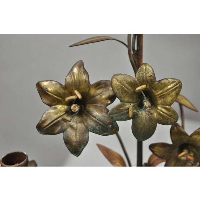 Antique French Baroque Gold Gilt Bronze Altar Church Candlestick Candelabra Pair For Sale - Image 9 of 12