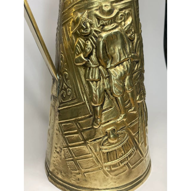English Traditional Embossed Pub Scene Brass Pitcher For Sale In Houston - Image 6 of 12