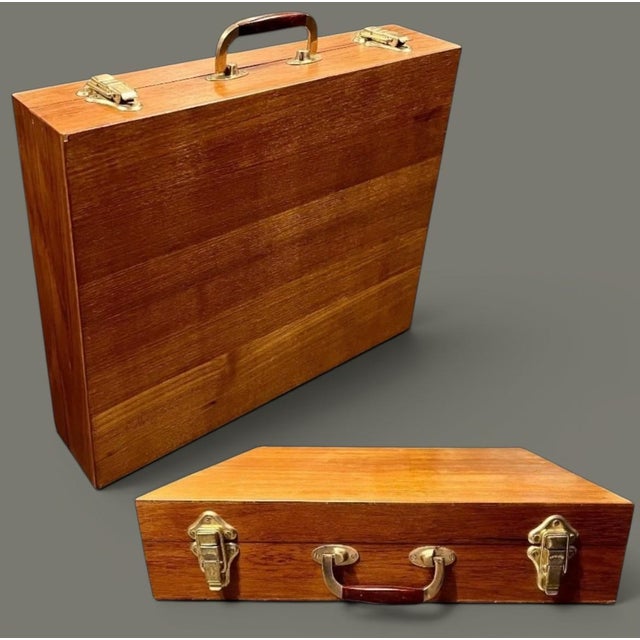 1960s Mid Century Modern Flatware Set in Rosewood & Bronze-Teak Case, Thailand- 100 Pieces For Sale - Image 5 of 11