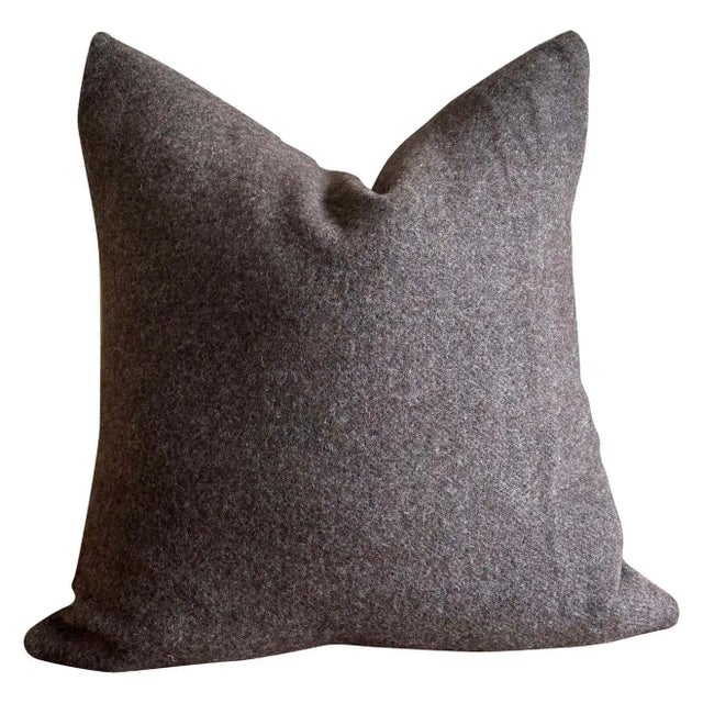 Brown Custom Made Coco Brown Alpaca Wool Accent Pillow With Insert For Sale - Image 8 of 8