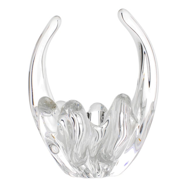 Daum Nancy France Crystal Bud Vase, Basket or Vide Poche, circa 1970 For Sale