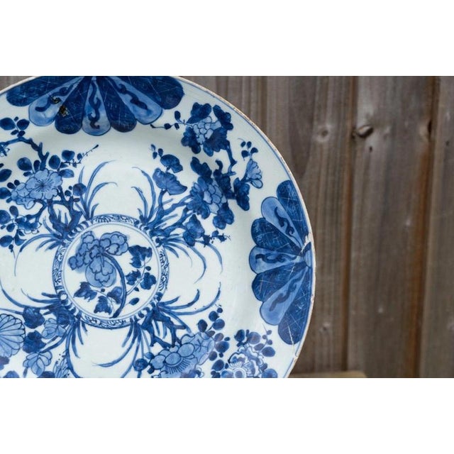 White Large Antique 18th Century Qing Chinese Underglaze Blue Porcelain Charger For Sale - Image 8 of 18
