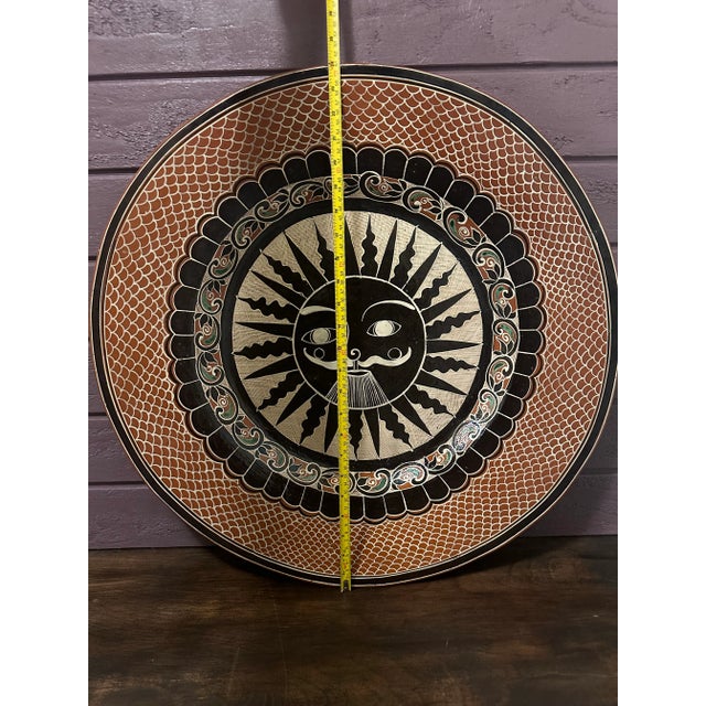 Late 20th Century Late 20th Century Sun Folk Art Plate From Tonala, Mexico For Sale - Image 5 of 9