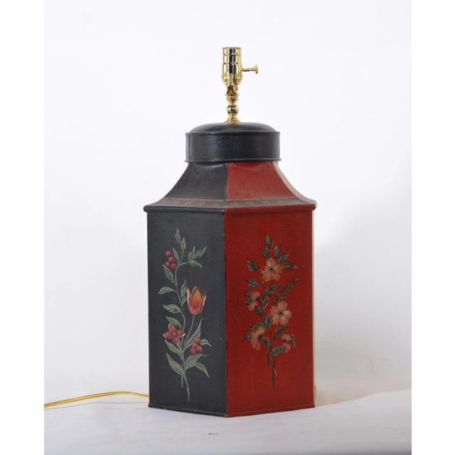 Vintage English Tea Caddy Table Lamp For Sale - Image 4 of 7