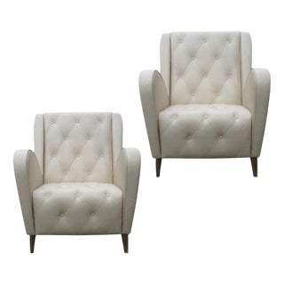 High-Back Leather Chairs by Jean-Rémy Couradette, France, 2003, Set of 2 For Sale