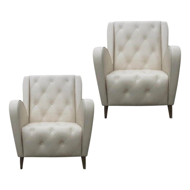 High-Back Leather Chairs by Jean-Rémy Couradette, France, 2003, Set of 2 For Sale