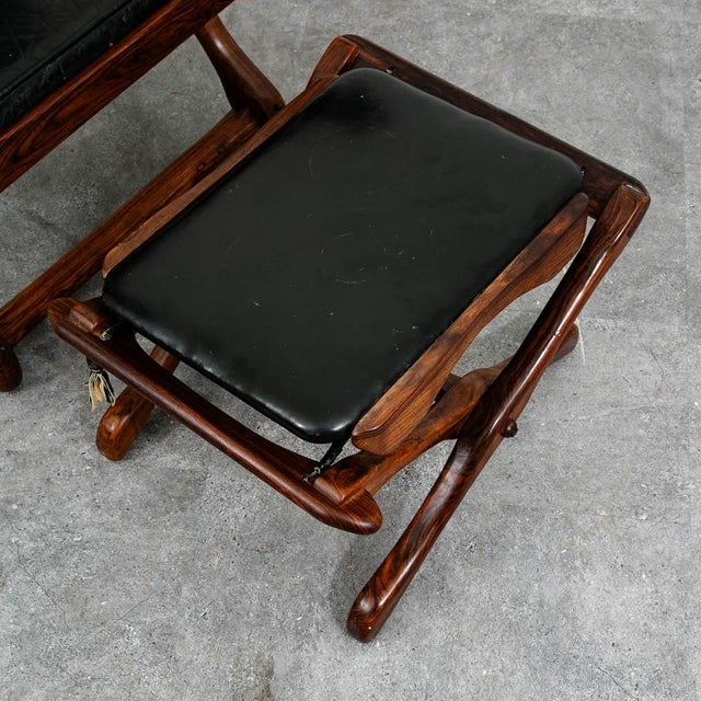 Black Mid Century Modern Lounge Chair Don Shoemaker Senal Swinger Rosewood Ottoman Arm For Sale - Image 8 of 12