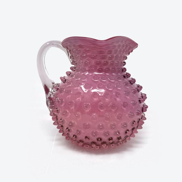 Antique Victorian Hobbs Brockunier Cranberry Glass Hobnail Pitcher - 7" For Sale In Houston - Image 6 of 8