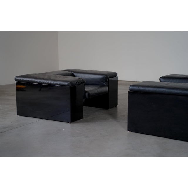 Black All Black Brigadier Chairs by Cini Boeri for Knoll International, 1980s, Set of 2 For Sale - Image 8 of 10