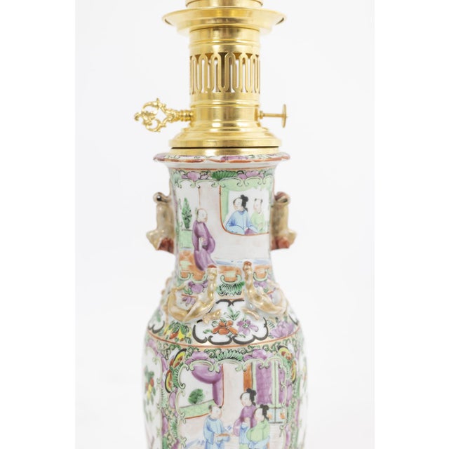 Canton Porcelain and Gilt Bronze Lamps, 1880s, Set of 2 For Sale - Image 5 of 12