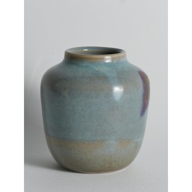 Blue Vintage Studio Pottery Stoneware Vase with Jun-Style Glaze by Rolf Palm, 1991 For Sale - Image 8 of 18