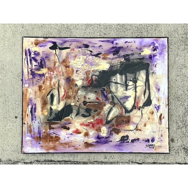 Vintage Original Abstract Oil Painting on Canvas For Sale - Image 12 of 12