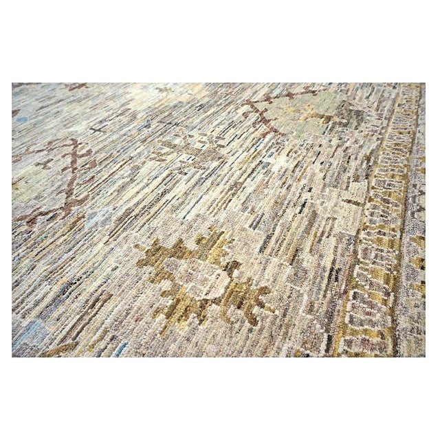 21st Century Turkish Oushak Wool 11x15 Tan, Charcoal & Ivory Handmade Area Rug #1144128 For Sale - Image 9 of 16