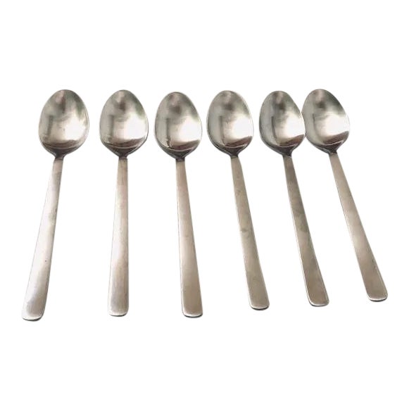 Midcentury Danish Raadvad Stainless Table Spoons S/6 For Sale
