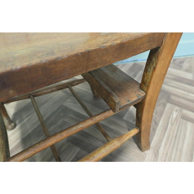 Brown Victorian Beech and Elm School Chairs, Set of 8 For Sale - Image 8 of 11