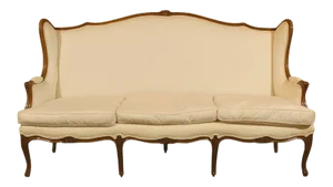 French, 19th Century Louis XV Style Wooden Three-Seat Canapé à Oreilles