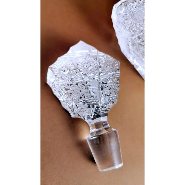 Biedermeier Bohemian Cut & Ground Crystal Liquor Bottle, 1920s For Sale - Image 8 of 13