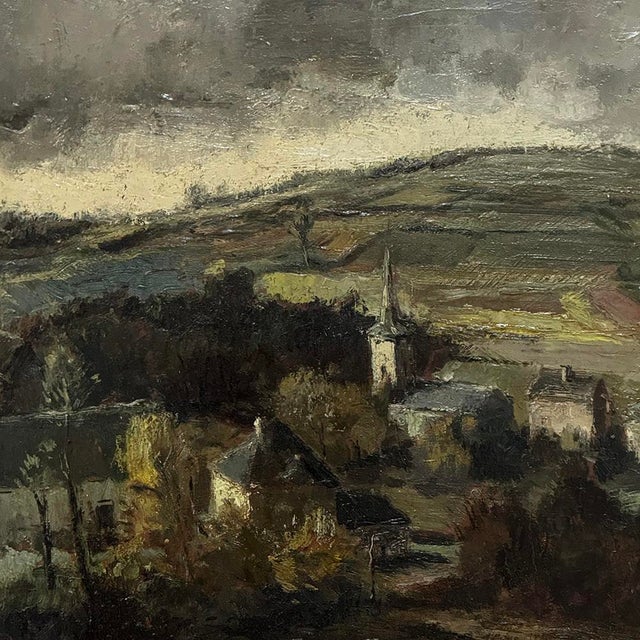 Framed Oil Painting on Panel by Guy Cambier (1923–2008), Dated 1946, 'Village Landscape' For Sale - Image 12 of 15