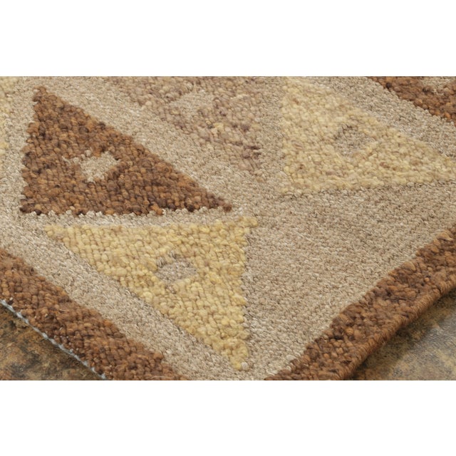 Contemporary Scandinavian Style Brown Geometric Wool Rug by Rug & Kilim, India For Sale In New York - Image 6 of 9
