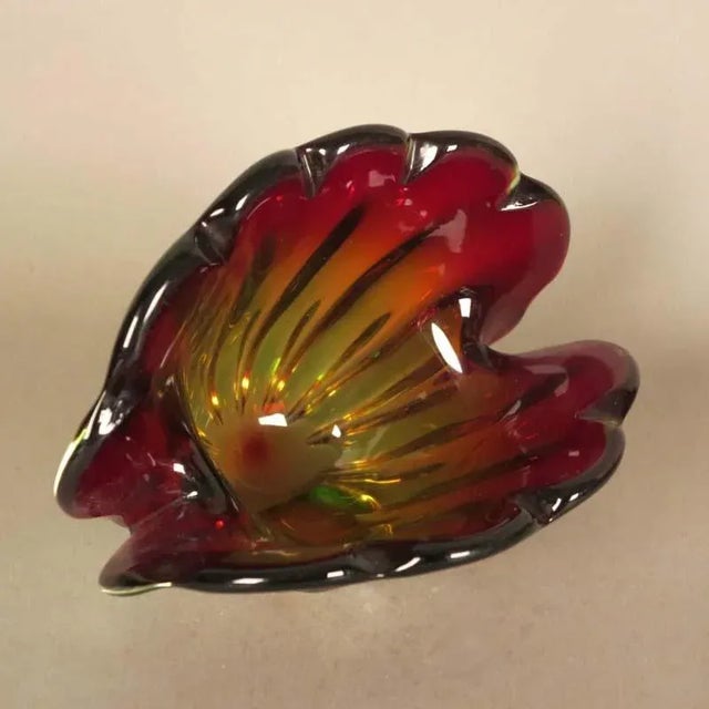 Vintage Red and Green Murano Glass Bowl For Sale - Image 11 of 15