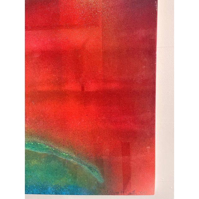 Textile Monumental Red Abstract Painting, Acrylic on Canvas, Signed, 1969 For Sale - Image 7 of 10