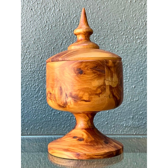 Vintage Turned Wood Lidded Box For Sale - Image 4 of 12