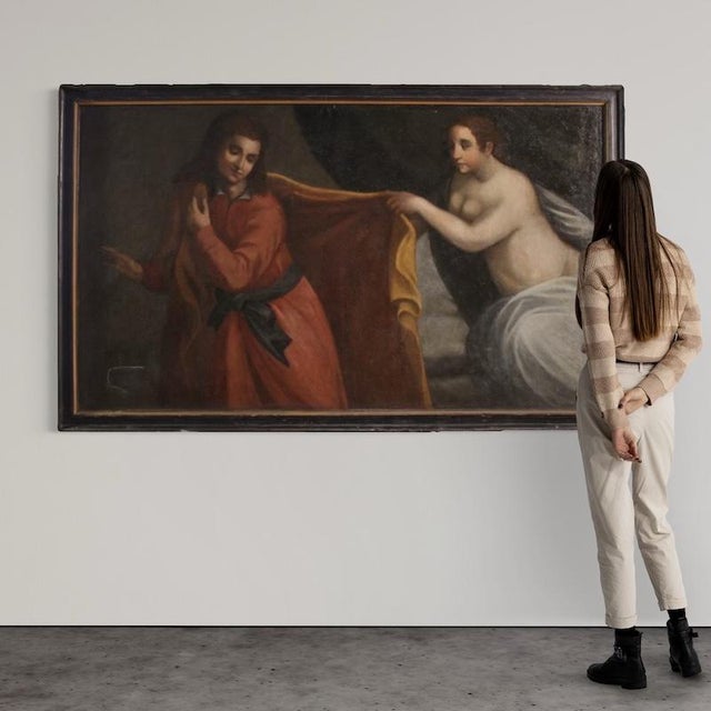 Italian Artist, Joseph and Potiphar's Wife, Nude, 1670, Oil on Canvas For Sale - Image 9 of 16