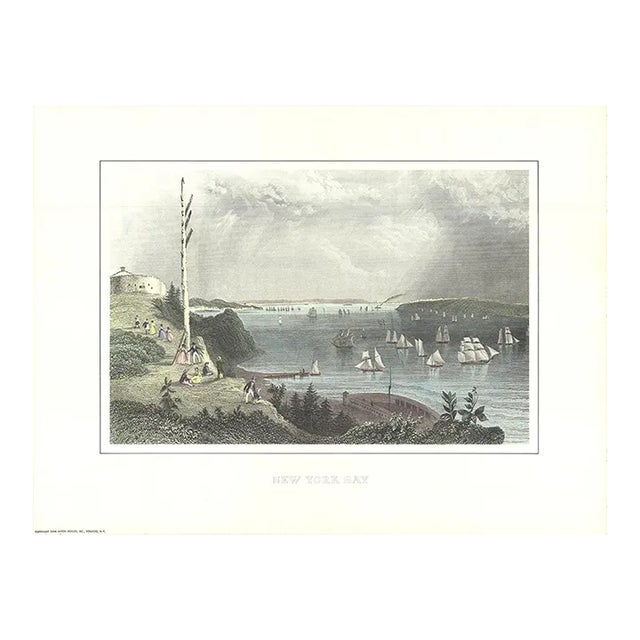 1994 W.H. Bartlett 'New York Bay from the Telegraph Station' Contemporary Offset Lithograph For Sale