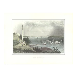 1994 W.H. Bartlett 'New York Bay from the Telegraph Station' Contemporary Offset Lithograph
