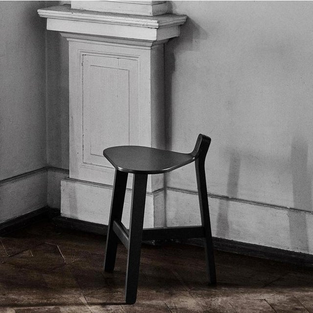 Contemporary Bronco Black Lacquered Wood Stool by Guillaume Delvigne for Karakter For Sale - Image 3 of 3