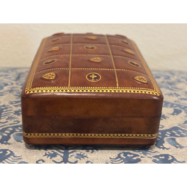 Mid-Century Italian Leather Quilted Playing Card Box by Bigliocchi Roma For Sale - Image 11 of 17