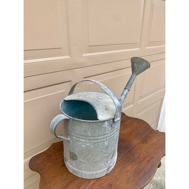 Vintage Galvanized Steel Garden Watering Can, Circa 1940s For Sale - Image 4 of 9