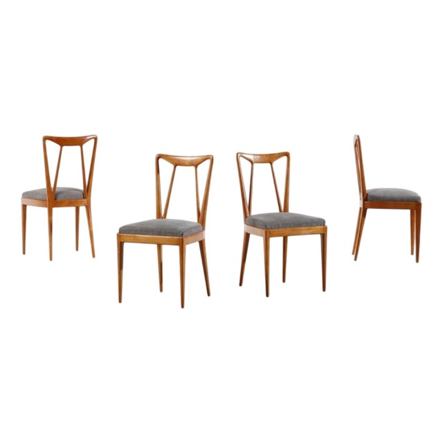 Chairs in Light Wood with Padded Seats from La Permanente Mobili Cantù, 1950s, Set of 4 For Sale