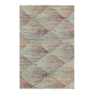 Rug & Kilim’s Modern Rug in Blue and Red Geometric Patterns For Sale