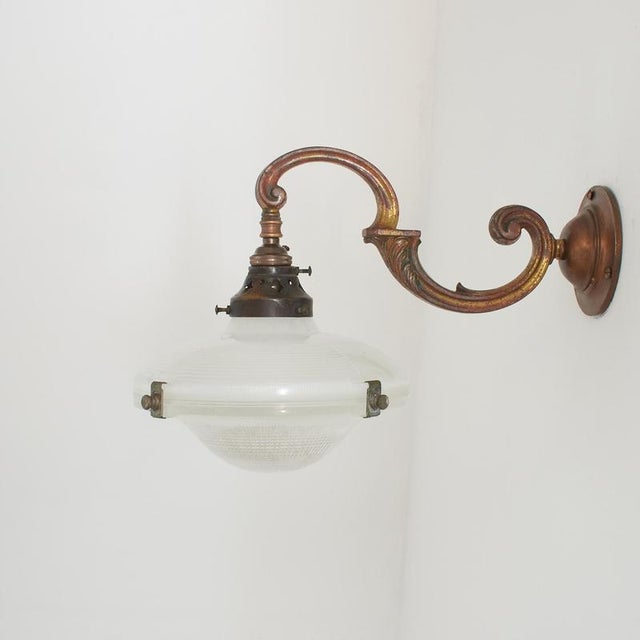 Metal Vintage Holophane Ripple-Lite Church Wall Light, 1920s For Sale - Image 7 of 8
