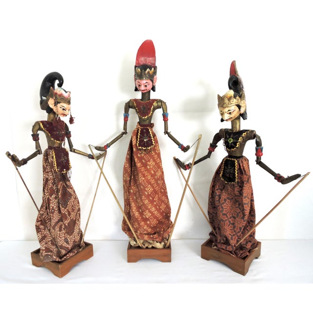 Collection of Vintage Balinese Batik Shadow Theatre Puppet Figures or