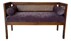 1950s Vintage Mid-Century Modern Cane Back Bench