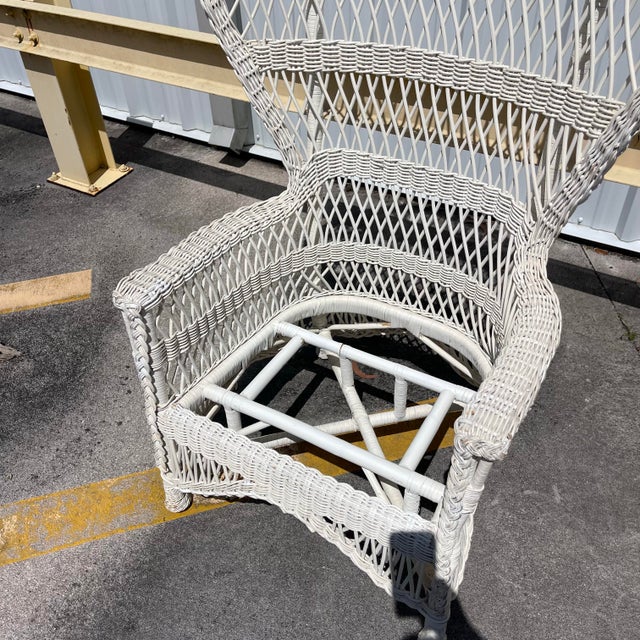 20th Century Woven Wicker Wingback Peacock Chair For Sale - Image 10 of 12