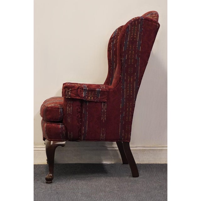 1990s Ethan Allen Red Upholstered Traditional Sussex Wingback Accent Arm Chair 20-7517 For Sale - Image 5 of 12