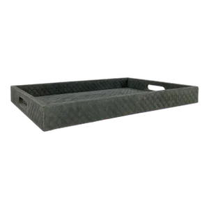 Made Goods Modern Large Gray Quilted Suede Bower Tray