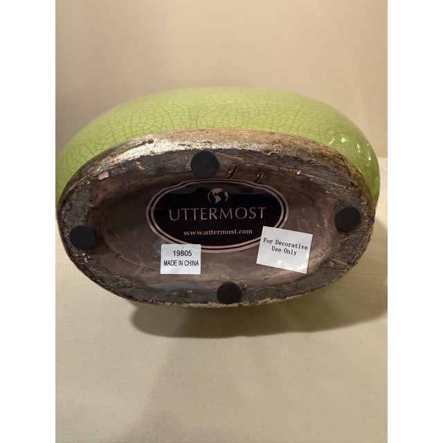 Ornamental & Decorative Materials Uttermost Hollywood Regency Chartreuse Green Crackle Glaze Lidded Urn Jars - Set of 3 For Sale - Image 7 of 9