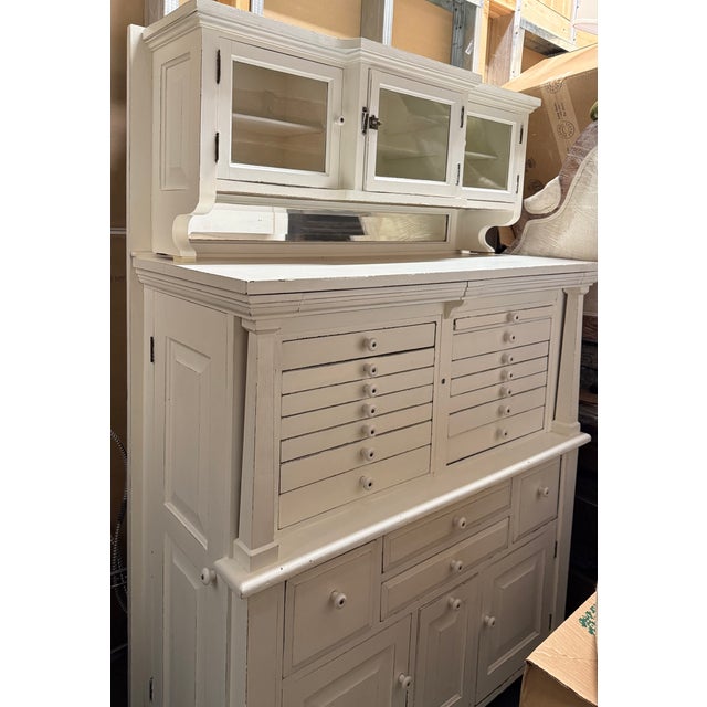1920s 1920s Antique Oak Dental Cabinet With Cream Paint For Sale - Image 5 of 9