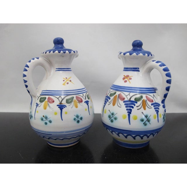 Ceramic Spanish De La Cal Barreira Pottery Oil & Vinegar Cruet Condiment Serving Tray For Sale - Image 7 of 18