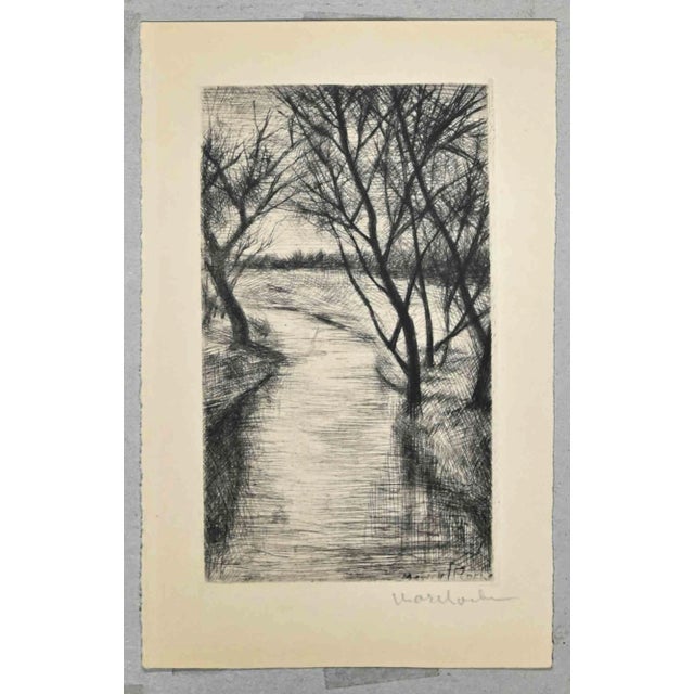 Landscape, Original Etching, Late 20th-Century For Sale