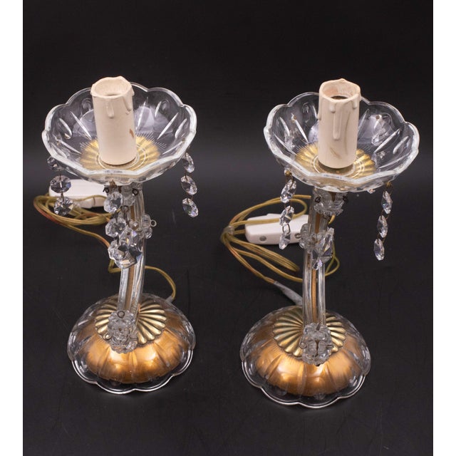 1960s Set of 2 Vintage Maria Theresa Style Crystal Glass Table Lamp For Sale - Image 5 of 10