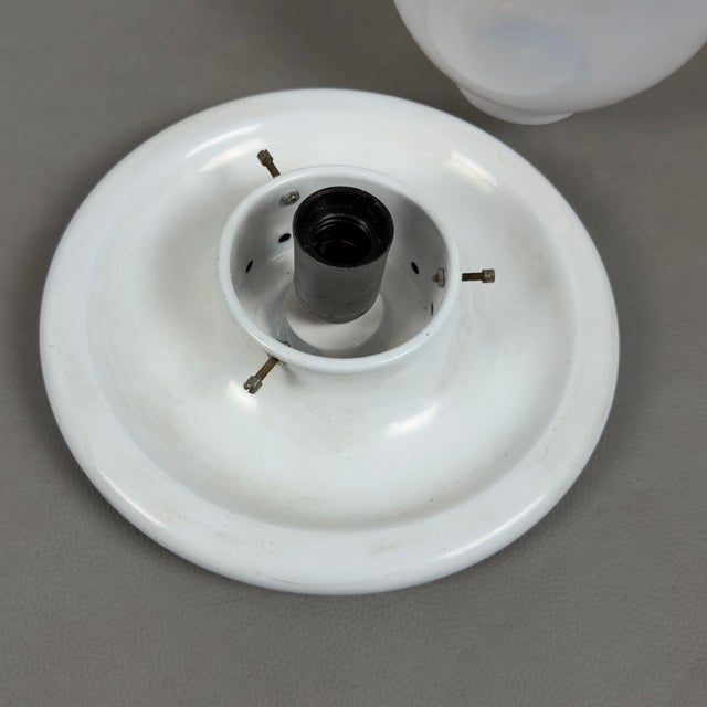 White Space Age Murano Glass Sphere Ceiling Lamp from Mazzega, 1970s For Sale - Image 8 of 12