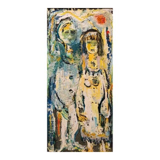 Belle Golinko, Untitled Couple Mid Century Jewish Expressionist OIl Painting For Sale